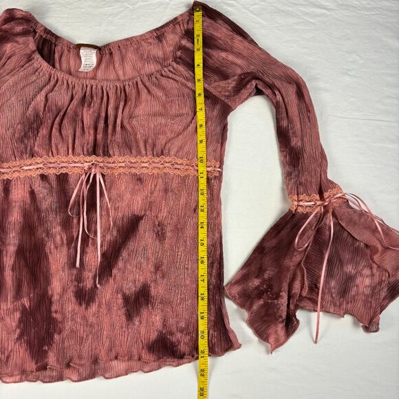 Toomi Pink Boho Bell Sleeve Top - Size M - Picture 7 of 11